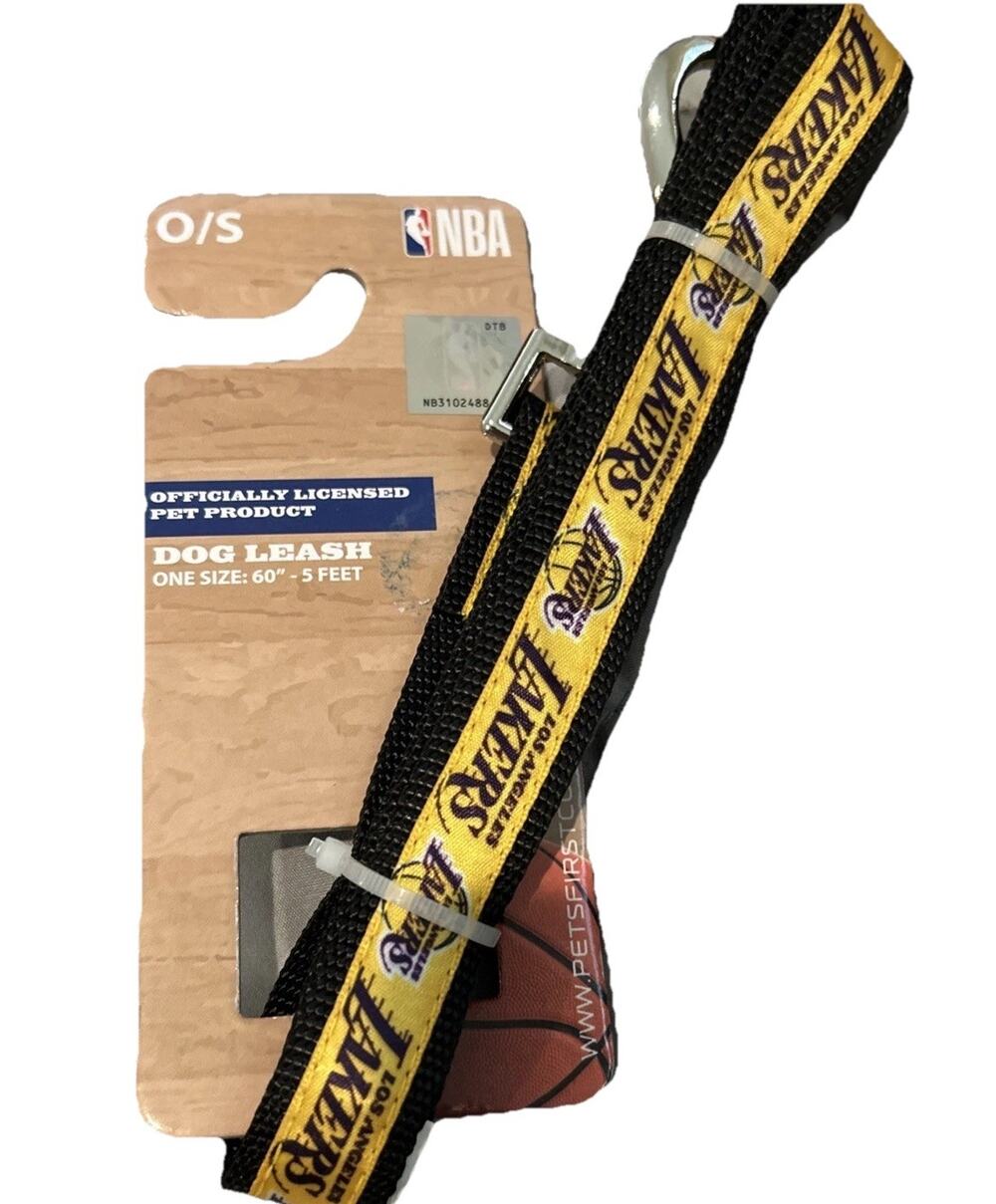 NBA Dog Leash Los Angeles Lakers One Size: 60" (5 Feet) Pets First Silver Paw
